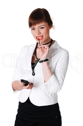 charming brunette business woman