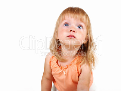 Little blond girl in studio