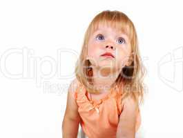 Little blond girl in studio