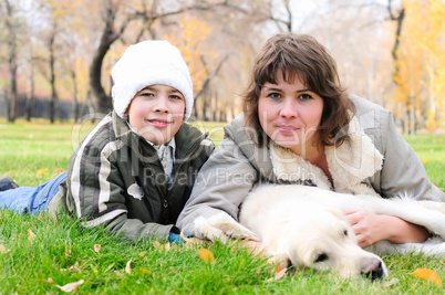 Mother and son together having fun