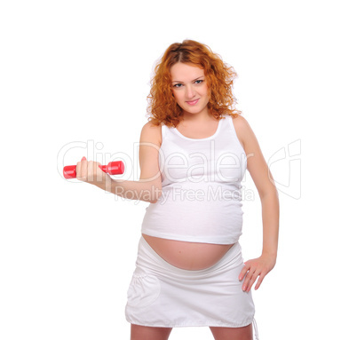 Young red-haired pregnant girl