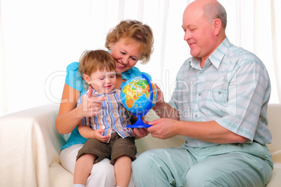 Grandmother, grandfather and grandson