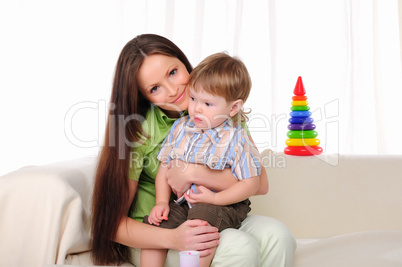 Mom and son having fun together