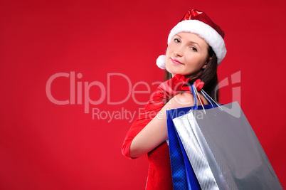 young girl dressed as Santa Claus