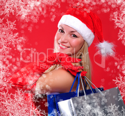 young girl dressed as Santa Claus