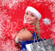 young girl dressed as Santa Claus