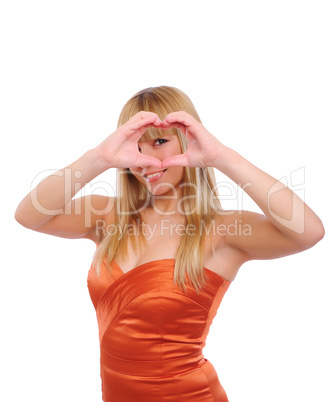Young beautiful girl with a gesture