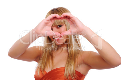 Young beautiful girl with a gesture