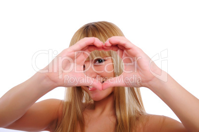 Young beautiful girl with a gesture