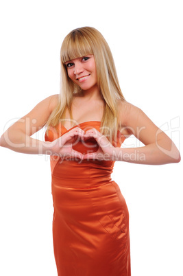 Young beautiful girl with a gesture