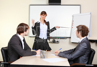 a young business woman making presentation