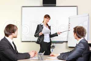 a young business woman making presentation