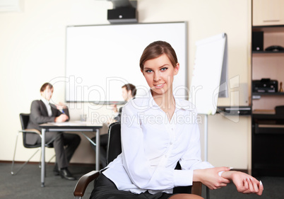 young business woman in office young business woman in office