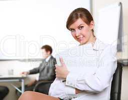 young business woman  in office