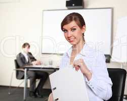 young business woman  in office