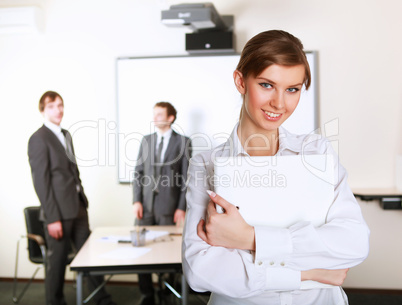 young business woman  in office