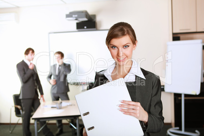 young business woman  in office