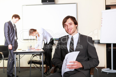 a young businessman in office