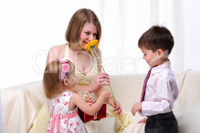 Mom, her son and her little daughter