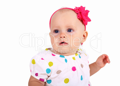 Little blond girl in studio