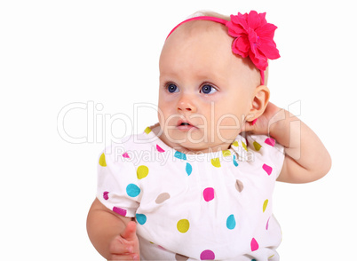 Little blond girl in studio