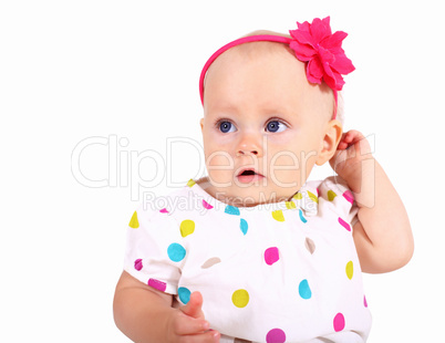 Little blond girl in studio