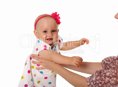 Little blond girl in studio