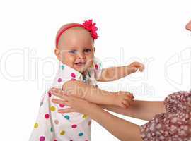 Little blond girl in studio