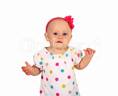 Little blond girl in studio