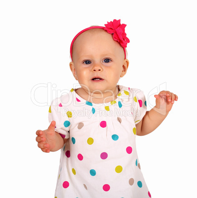 Little blond girl in studio