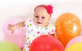 Little blond girl in studio