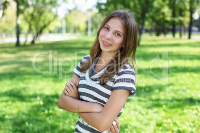 Young woman in summer park