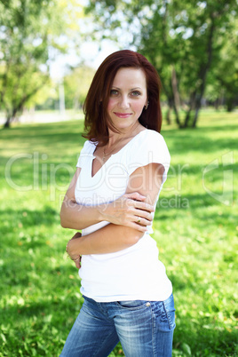 Young woman in summer park