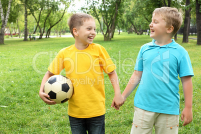 Boys in the park with a ball