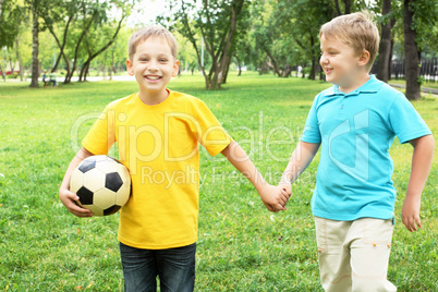 Boys in the park with a ball