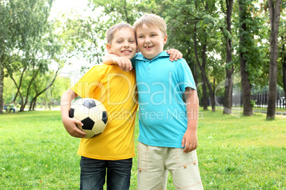 Boys in the park with a ball