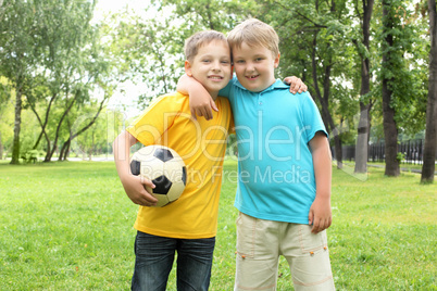 Boys in the park with a ball