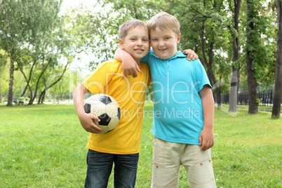 Boys in the park with a ball