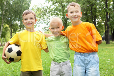 Boys in the park with a ball