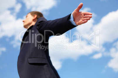 young businessman in a blue shirt and red tie