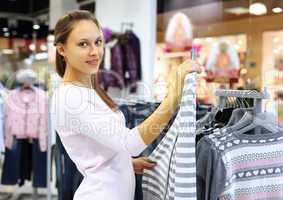 Shopping in clothes store