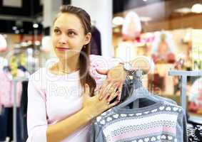 Shopping in clothes store