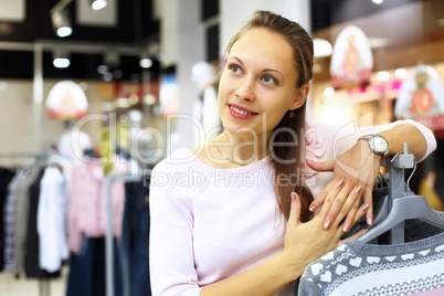 Shopping in clothes store