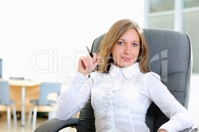 young girl in his office