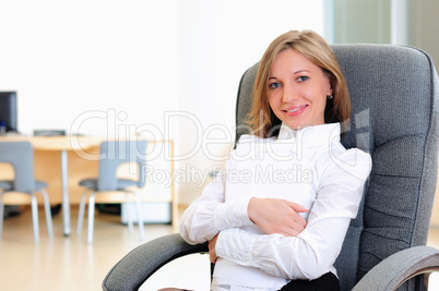 young girl in his office