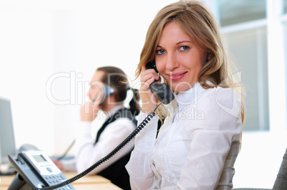 young girl in his office