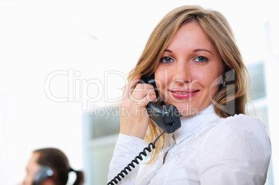 young girl in his office