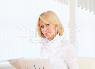 young business woman with papers
