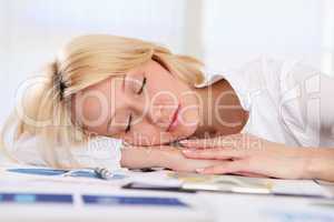young business woman asleep