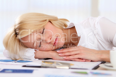young business woman asleep